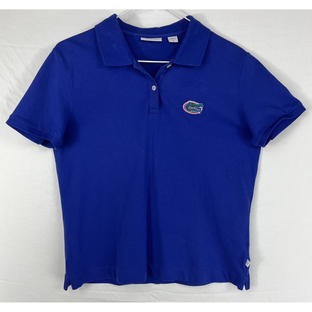 Ashworth Florida Gators Women Blue Polo Shirt Large Cotton Spandex Golf WM 30038
